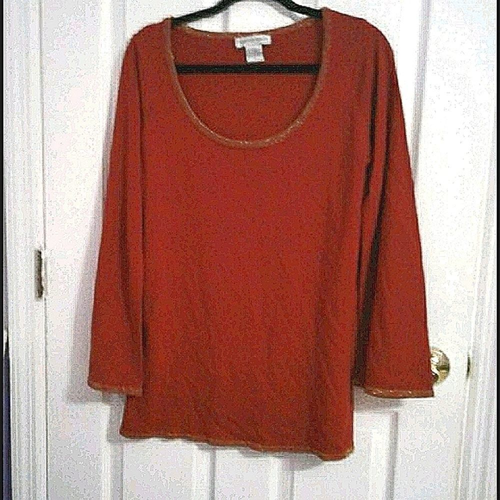 Newport News Vintage 90s Dark Orange Golden Accents Long Sleeve Sweater  L